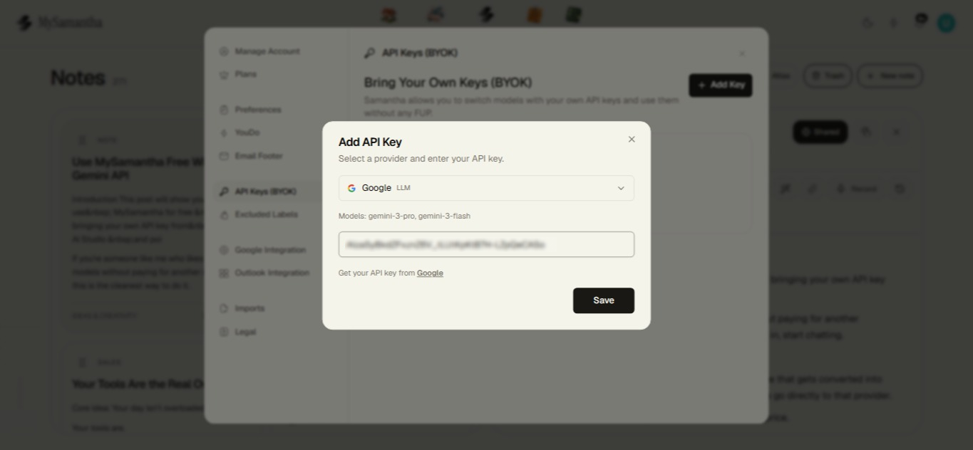 Key pasted